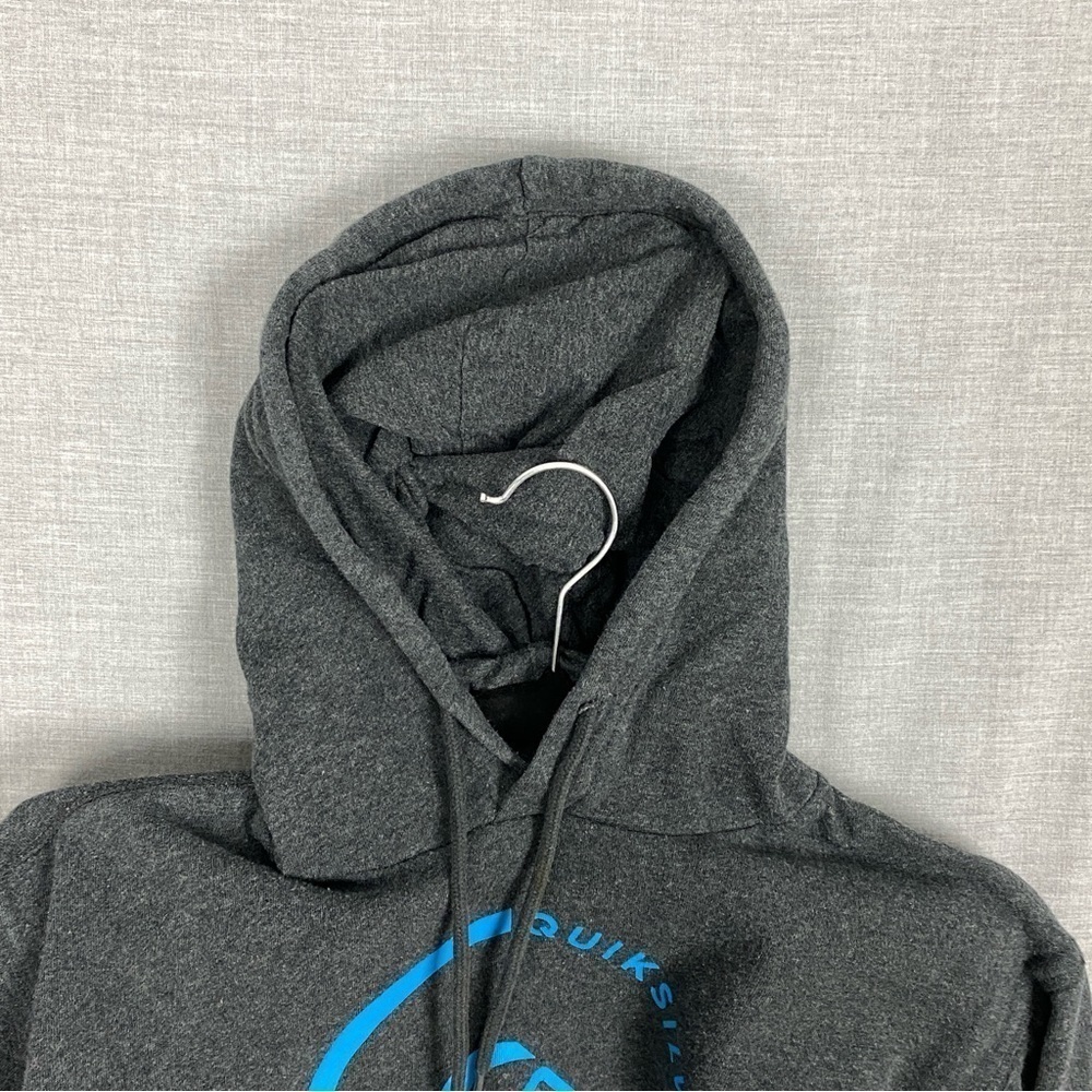 Quicksilver Hoodie Sz Medium Dark Gray Spell Out Kangaroo Pouch Pocket - Picture 3 of 12